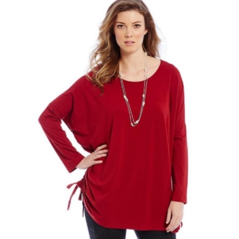 BRYN WALKER Womens Ruched Inman SHIRT X-Small Top Negroni Color